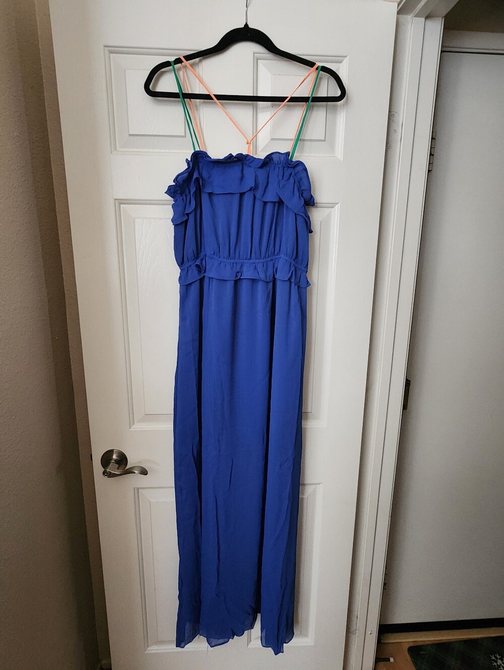 Hayden Royal Blue Ruffle Cross Maxi L